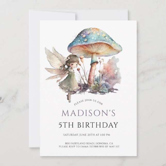 Invitation Magic Fairy Fairytale 5e fête d'anniversaire (Devant)