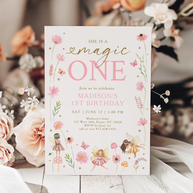Invitation Magic One Floral Fairy Garden Anniversaire (Créateur téléchargé)