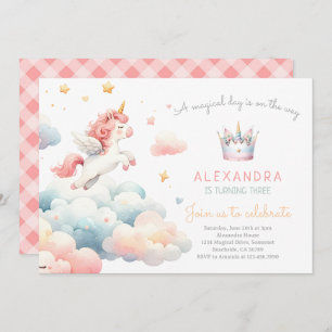 Invitation Magic Pastel Unicorn fête d'anniversaire