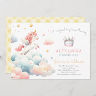 Invitation Magic Pastel Unicorn fête d'anniversaire