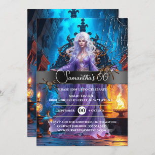 Invitation Magic sorceress Halloween sorcière fête d'annivers