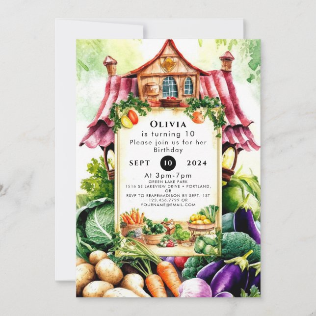 Invitation Magic Vegetables Farmers Market Anniversaire (Devant)