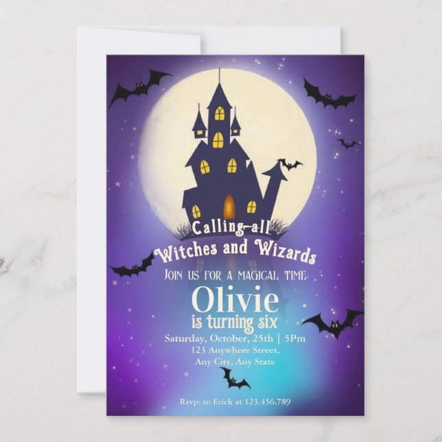 Invitation Magic Wizardry Castle Anniversaire Party (Devant)