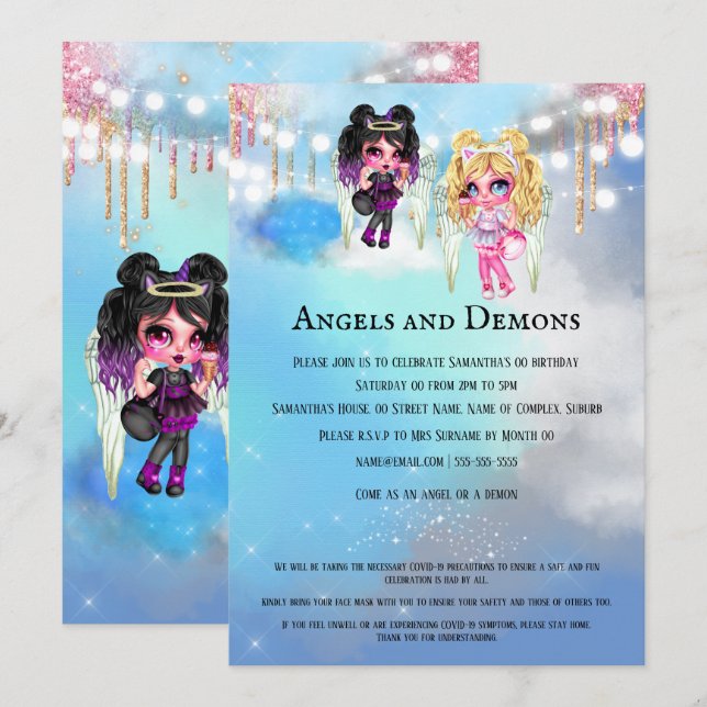 Invitation Magical angels démons mythique fête du thème (Devant / Derrière)