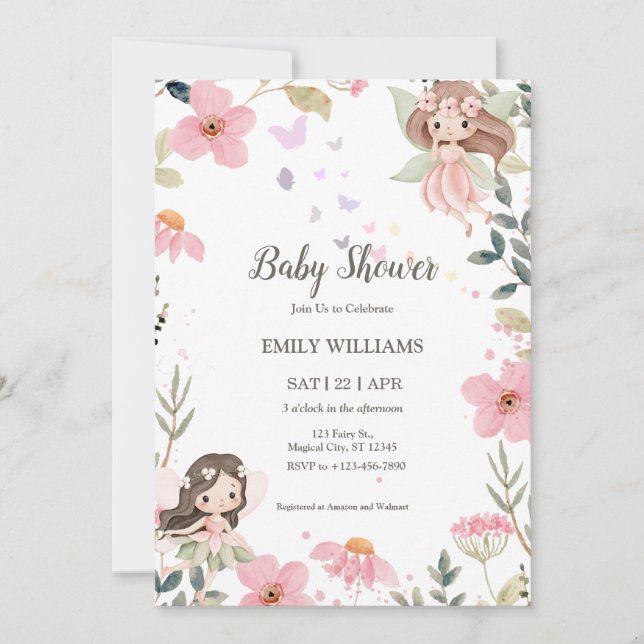 Invitation Magical Boho Fairy Baby Shower Invitatio (Devant)