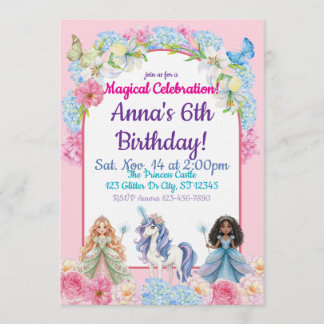 Invitation Magical Celebration Princess Unicorn Birthday