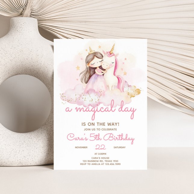 Invitation Magical Day Unicorn Birthday Party  (Unicorn Birthday Party Invitation)