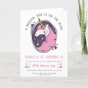 Invitation Magical Gold Glitter Unicorn Girl's Birthday Party