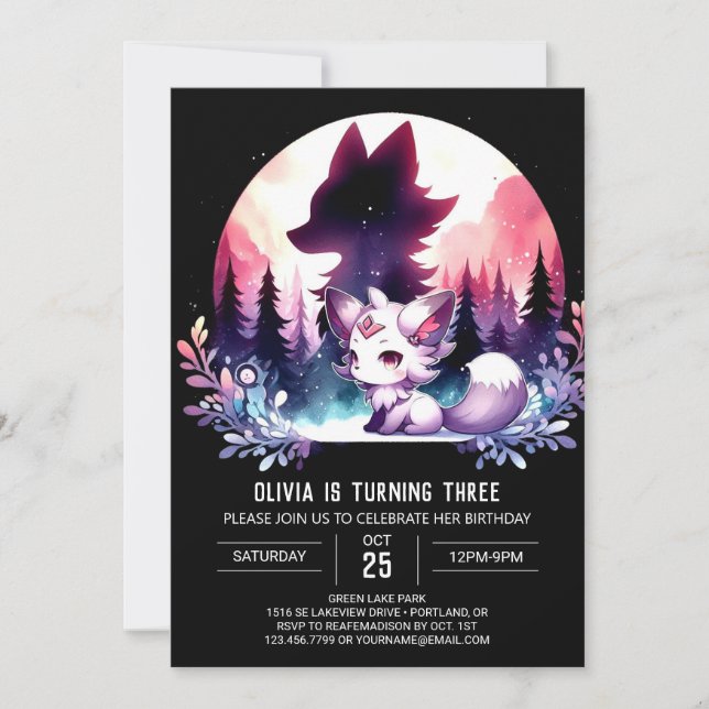Invitation Magical Kids Wolf Birthday (Devant)