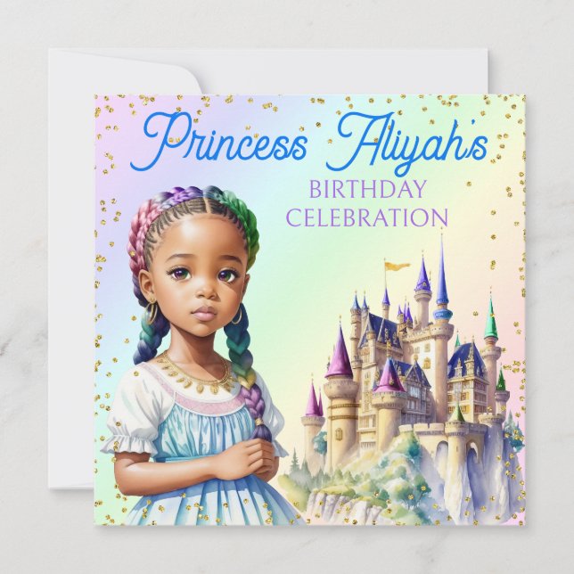 Invitation Magical Pastel Princess Imaginaire Rainbow Castle (Devant)