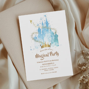 Invitation Magical Princess Castle Crown Girls Anniversaire