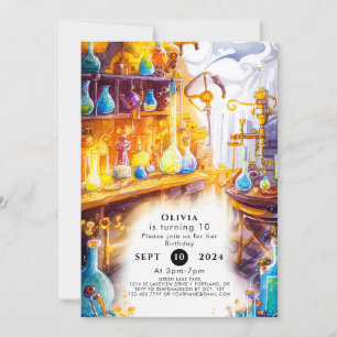 Invitation Magical Simple Experiment Scientist Anniversaire