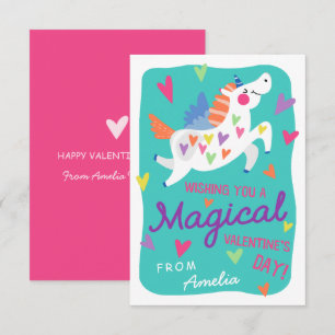Invitation Magical Unicorn Classroom Valentine's Day Card