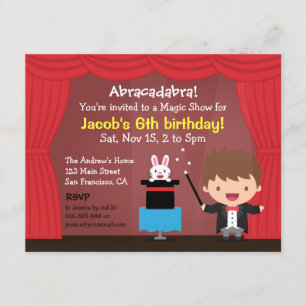 Invitation Magician Boy Magic Anniversaire de enfant Party In