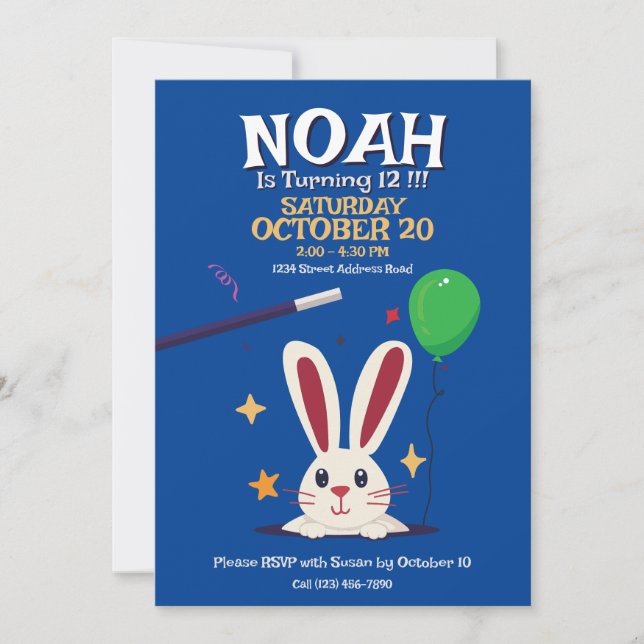 Invitation Magicien Magicien Spectacle Anniversaire Fête Invi (Devant)