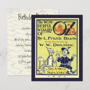 Invitation Magicien vintage Oz Book Cover Art Anniversaire fê
