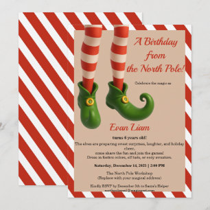 Invitation Magie d'anniversaire au Pôle Nord Elfe enchanté