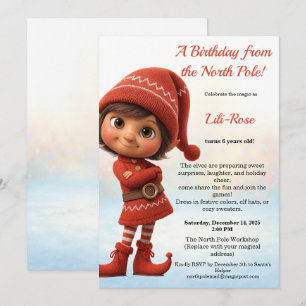 Invitation Magie d'anniversaire au Pôle Nord   Elfe enchanté