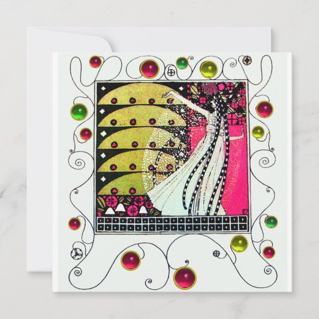 Invitation MAGIE DU PRINTEMPS, Fuchsia, Vert Jaune, Noir (Devant)