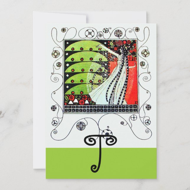 Invitation MAGIE DU PRINTEMPS, rouge vif noir blanc vert (Devant)