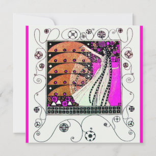 Invitation MAGIE DU PRINTEMPS violet blanc brun clair