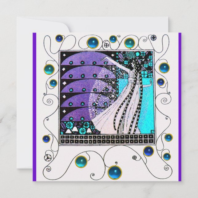 Invitation MAGIE DU PRINTEMPS, violet clair bleu aqua noir (Devant)