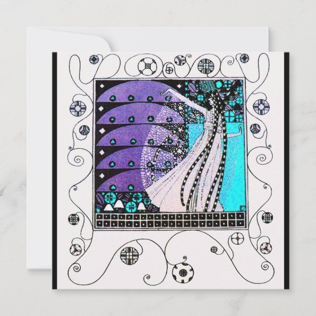 Invitation MAGIE DU PRINTEMPS, violet clair bleu aqua noir (Devant)