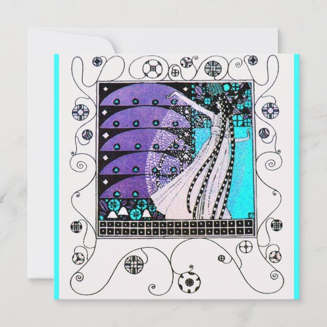 Invitation MAGIE DU PRINTEMPS, violet clair bleu aqua noir (Devant)