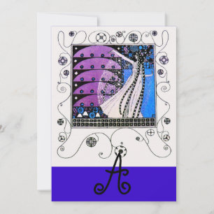 Invitation MAGIE DU PRINTEMPS ,violet foncé brillant bleu