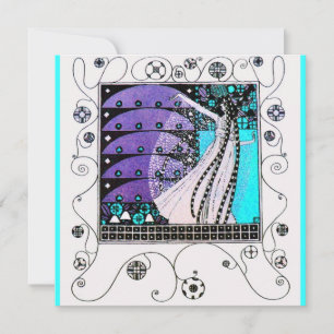 Invitation MAGIE DU PRINTEMPS, violet noir aqua bleu vif