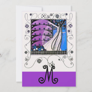Invitation MAGIE DU PRINTEMPS , violet noir bleu vif