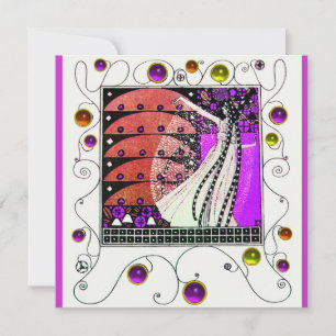 Invitation MAGIE DU PRINTEMPS violet vif noir brun
