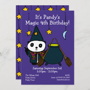 Invitation Magie mignonne Assistant Panda fête d'anniversaire