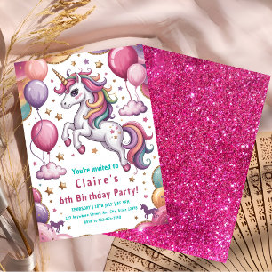 Invitation Magique Anniversaire de Licorne 6 ans