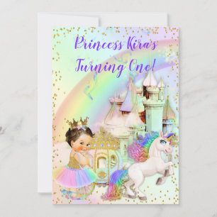 Invitation Magique Arc en Ciel Princesse Castle Carriage Unic