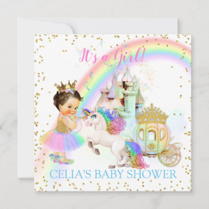 Invitation Magique Arc en Ciel Princesse Castle Carriage Unic