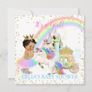 Invitation Magique Arc en Ciel Princesse Castle Carriage Unic