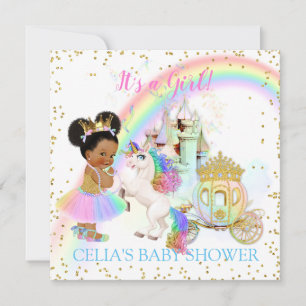 Invitation Magique Arc en Ciel Princesse Castle Carriage Unic