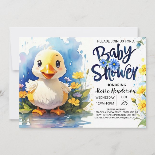 Invitation magique Baby shower Quack-Tastic (Devant)