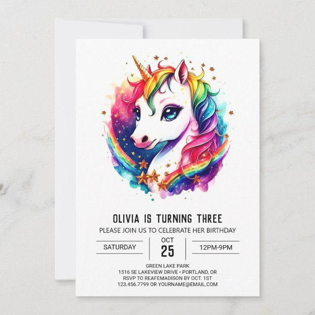 Invitation Magique Bliss Unicorn Anniversaire (Devant)