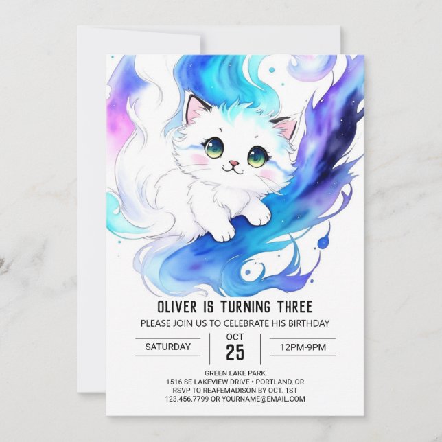 Invitation Magique Bohemian Kitty Anniversaire (Devant)