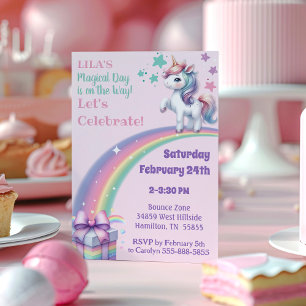 Invitation Magique couleur Unicorn Girly Anniversaire
