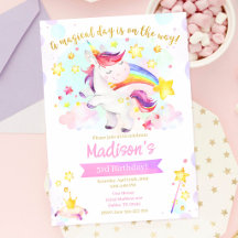 Invitation magique d'anniversaire de licorne