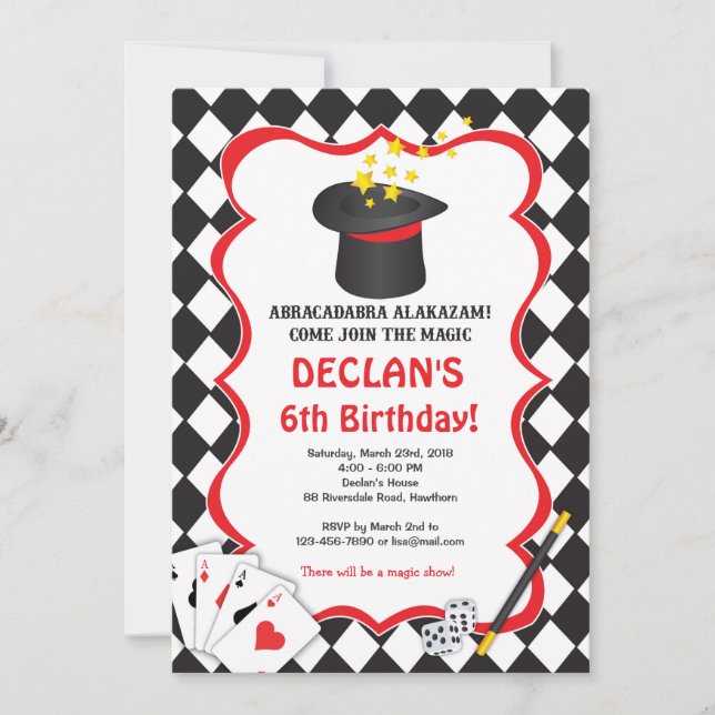 Invitation magique d'anniversaire, invitation (Devant)
