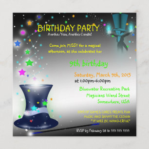 Invitation magique de fête d'anniversaire de