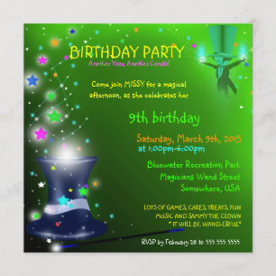 Invitation magique de fête d'anniversaire de