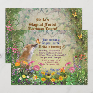 Invitation magique de partie de forêt de Fox