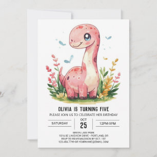 Invitation Magique en ligne Pastel Dinosaur Fille Anniversair