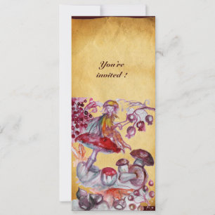 Invitation MAGIQUE FEUILLET DE CHAMPIGNONS parchemin