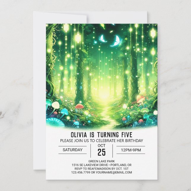 Invitation Magique Joli Bois Digital Anniversaire (Devant)